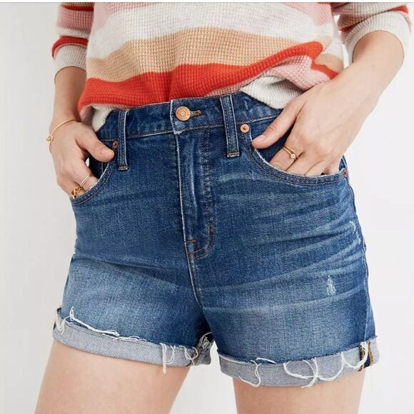 Madewell High Rise Denim Shorts in Glenoaks Wash Cutoff Edition I-0216a10 - Picture 1 of 14
